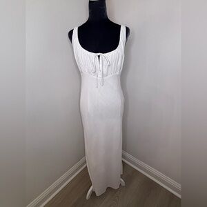 Pink Diamond Linen Blend White Sleeveless Dress Size 6